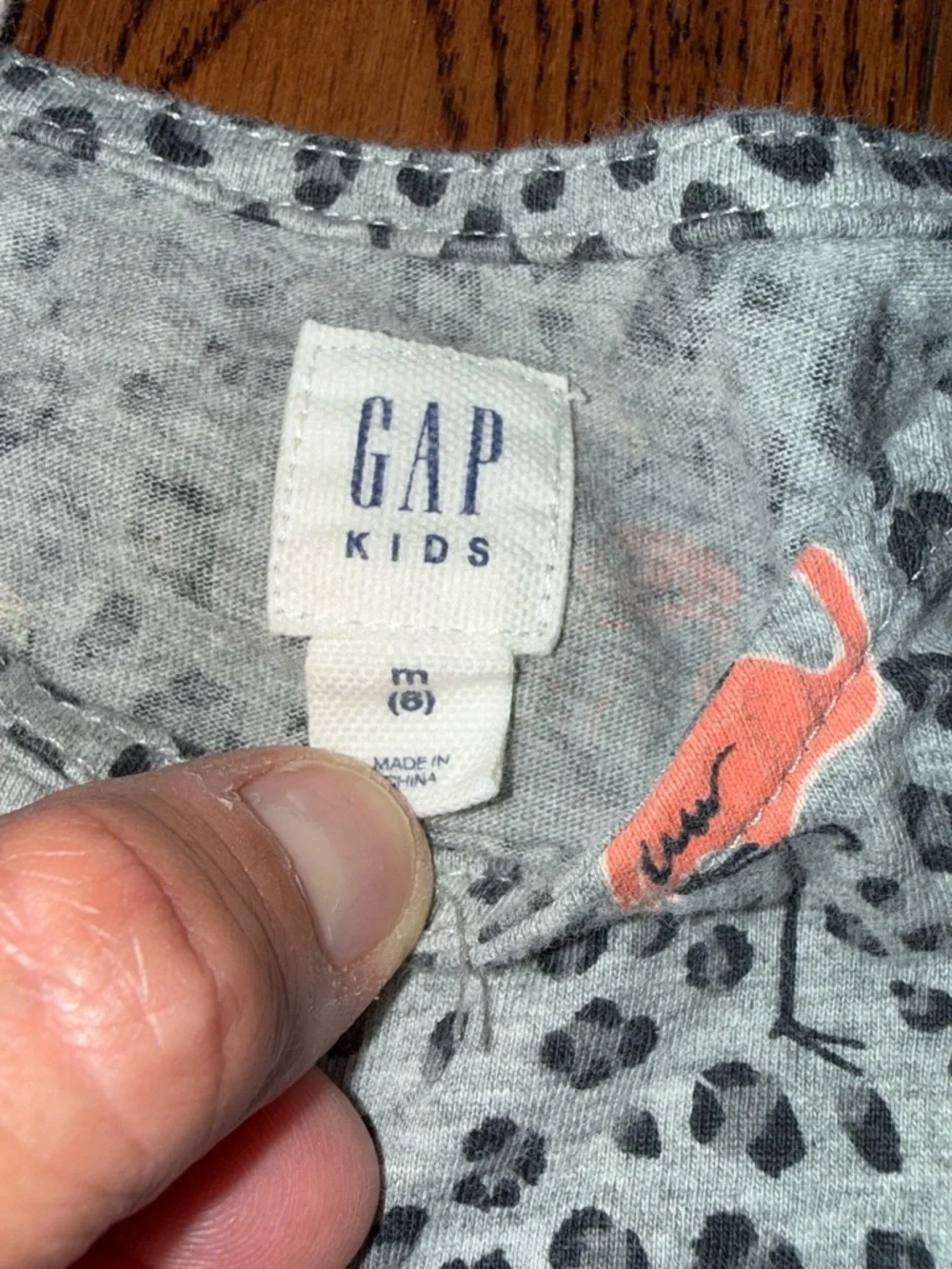 GAP Girls Gray Leopard Print Dress with Pink Flamingos